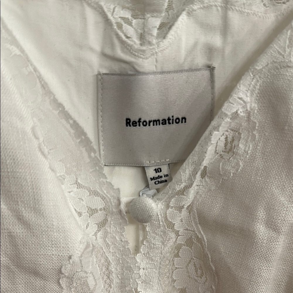 NWT REFORMATION Josefina Linen Lace Top - Picture 4 of 7